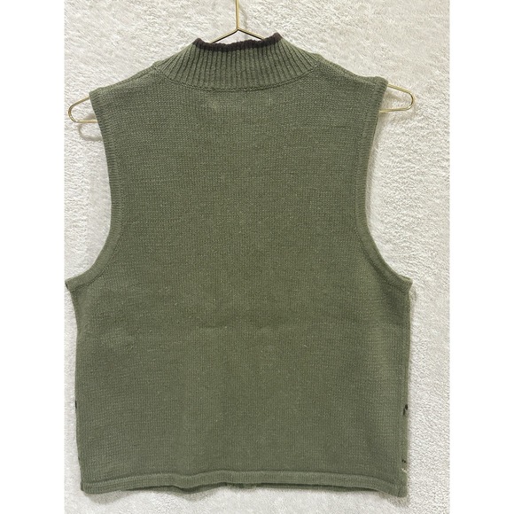 Heirloom Collectibles Women Christmas Camo Bear Full Zip Knit Cardigan Vest L - Picture 4 of 8